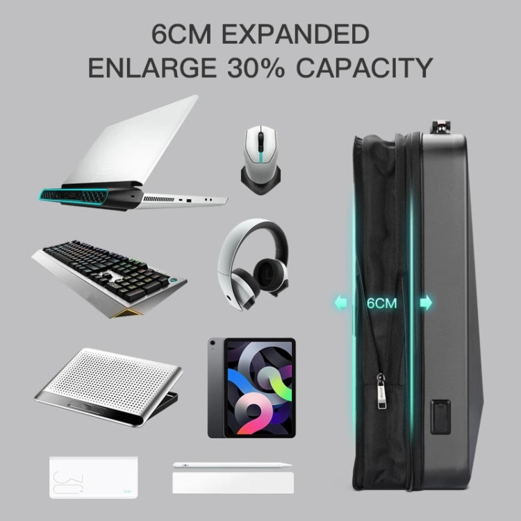 Bopai 61-93318A Hard Shell Waterproof Expandable Backpack with USB Charging Hole, Spec: Password (Silver) - free shipping - PMC Jewellery - Order now!