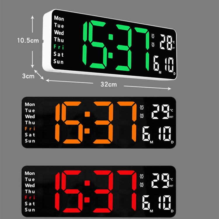 6629 13 Inch Multifunctional LED Living Room Large Screen Wall Clock(Black Shell Green Light) - Wall Clock by PMc TechLife | Online Shopping South Africa | PMc TechLife | Buy Now Pay Later Mobicred