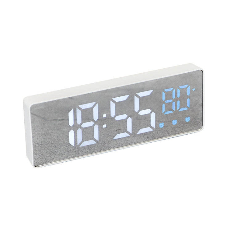 0715 Voice-activated LED Mute Date Temperature Display Electronic Clock(White Shell Blue Light) - Alarm Clocks by PMc TechLife | Online Shopping South Africa | PMc TechLife | Buy Now Pay Later Mobicred