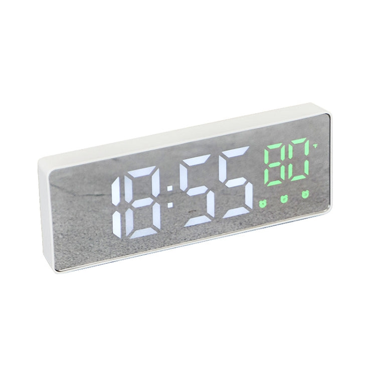 0715 Voice-activated LED Mute Date Temperature Display Electronic Clock(White Shell Green Light) - Alarm Clocks by PMc TechLife | Online Shopping South Africa | PMc TechLife | Buy Now Pay Later Mobicred