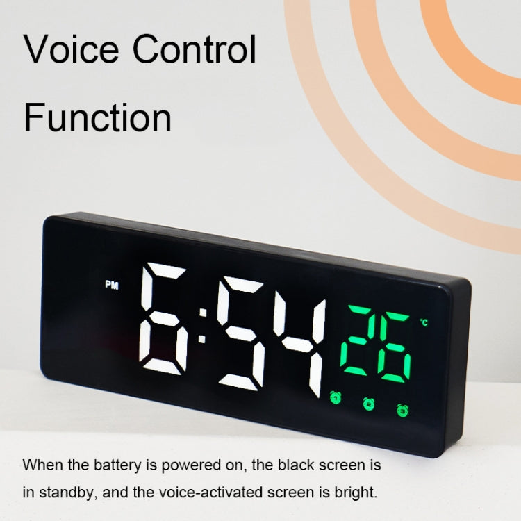 0715 Voice-activated LED Mute Date Temperature Display Electronic Clock(Black Surface Green Light) - Alarm Clocks by PMc TechLife | Online Shopping South Africa | PMc TechLife | Buy Now Pay Later Mobicred
