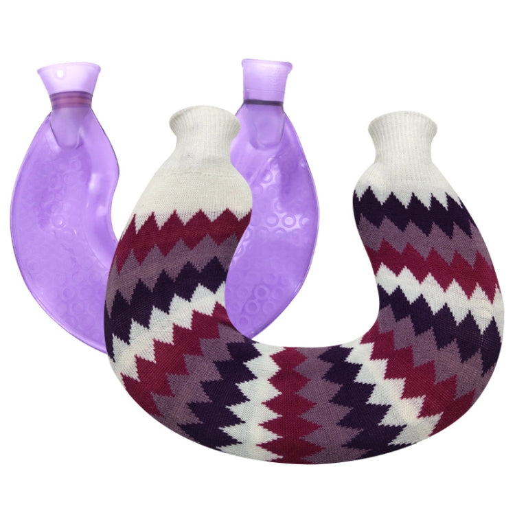 U-shaped PVC Hot Compress Shoulder And Neck Explosion-proof Water Injection Hot Water Bag(Purple + Purple Rhombus Knitted) - Hot Water Bags by PMC TechLife | Online Shopping South Africa | PMC TechLife | Buy Now Pay Later Mobicred