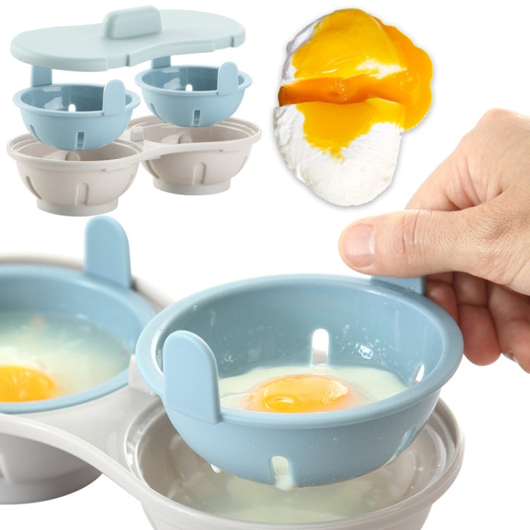 Two-compartment Steamed Egg Box Microwave Steamed Egg Plate  Egg Mold(Blue) - Gadgets by PMC TechLife | Online Shopping South Africa | PMC TechLife | Buy Now Pay Later Mobicred