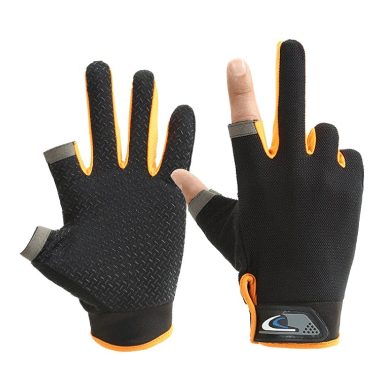 1 Pair QX0008 Outdoor Sunscreen Non-Slip Exposed Two-Finger Fishing Gloves, Size: Free Size(Orange) - Safety Gloves by PMC TechLife | Online Shopping South Africa | PMC TechLife