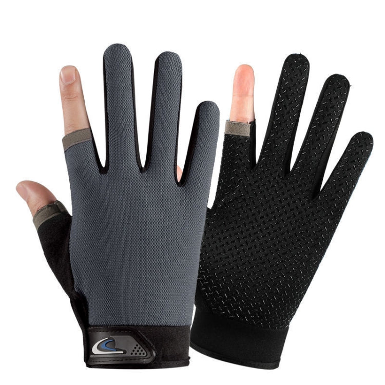 1 Pair QX0008 Outdoor Sunscreen Non-Slip Exposed Two-Finger Fishing Gloves, Size: Free Size(Grey) - Safety Gloves by PMC TechLife | Online Shopping South Africa | PMC TechLife