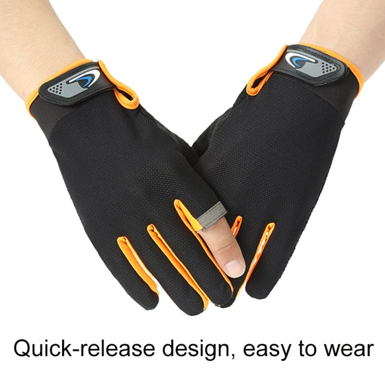 1 Pair QX0008 Outdoor Sunscreen Non-Slip Exposed Two-Finger Fishing Gloves, Size: Free Size(Fluorescent Green) - Safety Gloves by PMC TechLife | Online Shopping South Africa | PMC TechLife