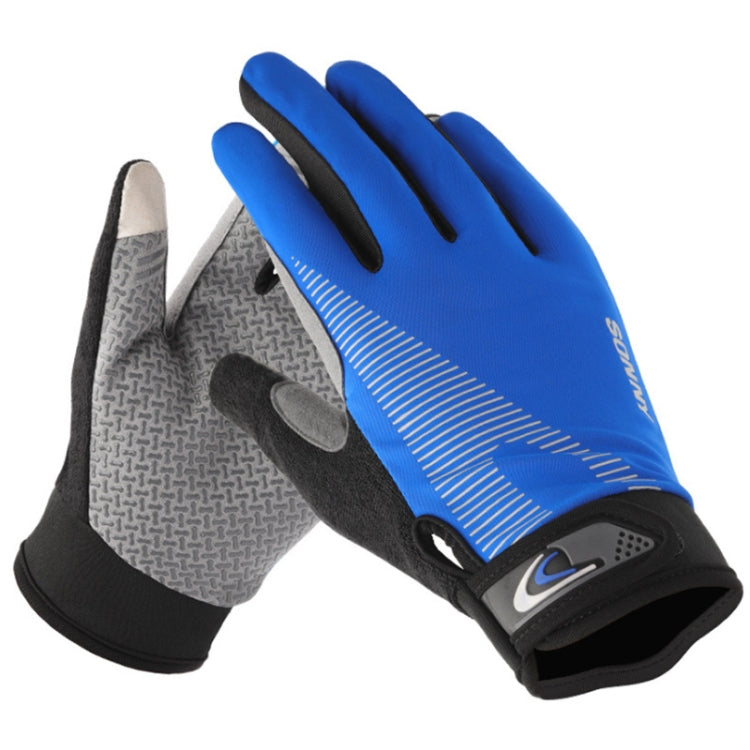 1 Pair QX0002 Sports Sunscreen Touch Screen Non-slip Wear Resistant Shock Absorbing Cycling Gloves, Size: L(Blue) - free shipping - PMC TechLife - Order now!