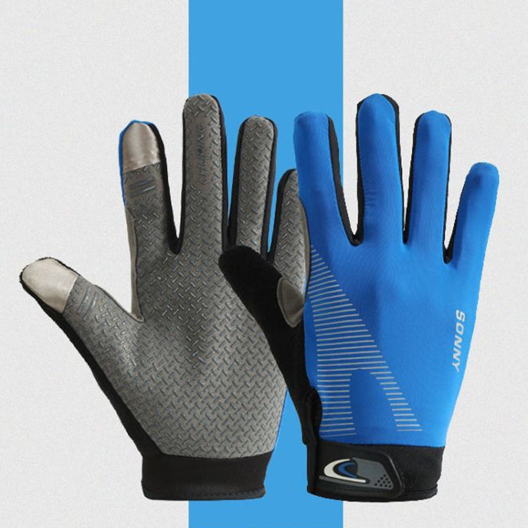 1 Pair QX0002 Sports Sunscreen Touch Screen Non-slip Wear Resistant Shock Absorbing Cycling Gloves, Size: L(Blue) - free shipping - PMC TechLife - Order now!