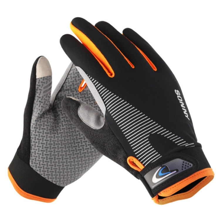 1 Pair QX0002 Sports Sunscreen Touch Screen Non-slip Wear Resistant Shock Absorbing Cycling Gloves, Size: L(Orange) - Cycling Gloves by PMC TechLife | Online Shopping South Africa | PMC TechLife | Buy Now Pay Later Mobicred