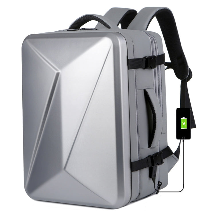 Large-capacity Waterproof Expandable Hard Shell Backpack with USB Charging Hole(162 Light Gray) - Backpack by PMC Jewellery | Online Shopping South Africa | PMC Jewellery | Buy Now Pay Later Mobicred