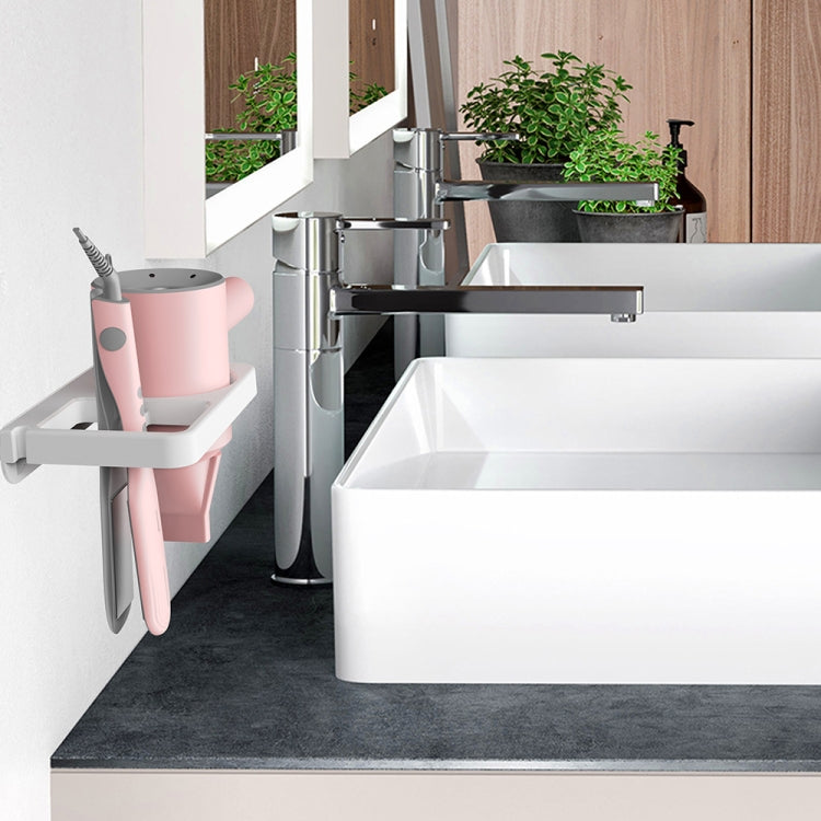 2-in-1 Hair Dryer Wall Mount Bracket Bathroom Shelf(White) - Shelves by PMC TechLife | Online Shopping South Africa | PMC TechLife