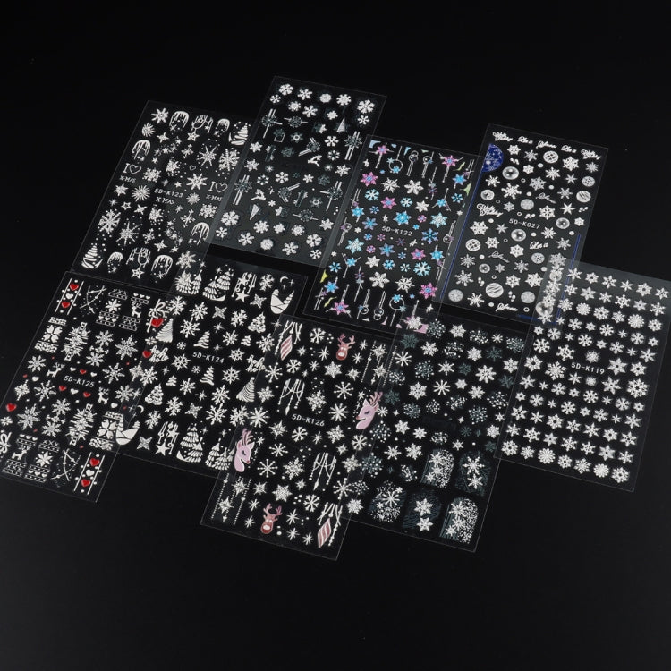 3 PCS 5D Embossed Nail Stickers Christmas Snowflake Elk Nail Stickers(5D-K126) - free shipping - PMC Jewellery - Order now!