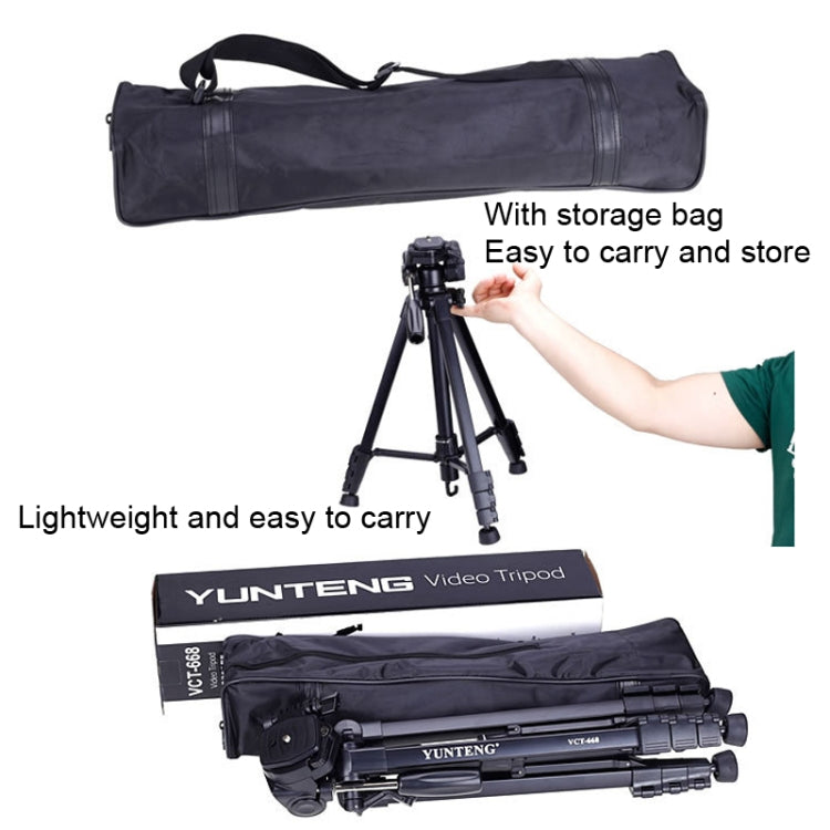 YUNTENG VCT-668RM Portable SLR Camera Tripod Mobile Phone Live Broadcast Support(Black) - free shipping - PMC TechLife - Order now!