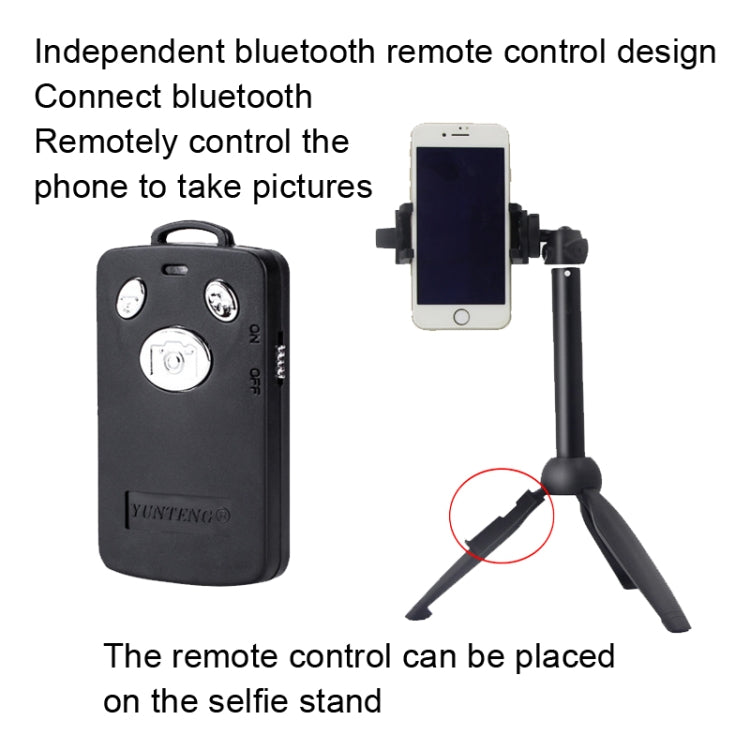 YUNTENG 9928 Mobile Phone Selfie Rod Tripod With Bluetooth Remote Control(20-100cm Black) - free shipping - PMC Jewellery - Order now!