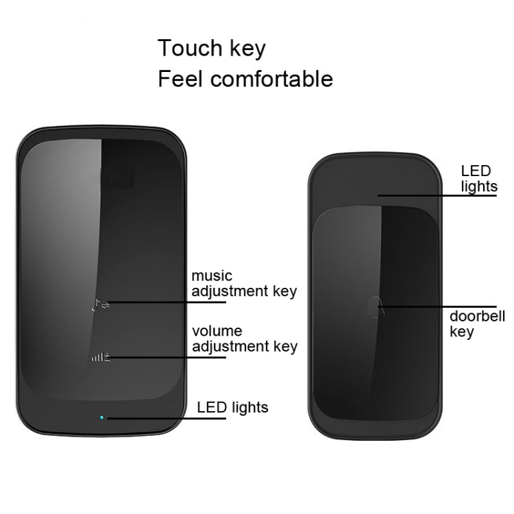 C03 1 For 1 Home Wireless IP44 Waterproof Touch Sensor Doorbell(UK Plug Black) - Wireless Doorbell by PMc TechLife | Online Shopping South Africa | PMc TechLife | Buy Now Pay Later Mobicred