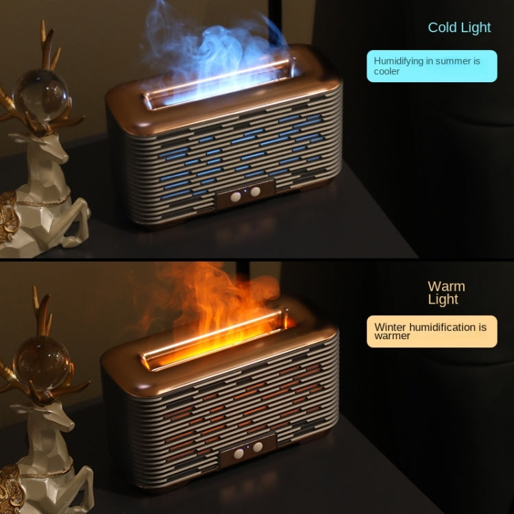 350ml Simulated Flame Aromatherapy Humidifier With Timing Function(Gold) - free shipping - PMC TechLife - Order now!