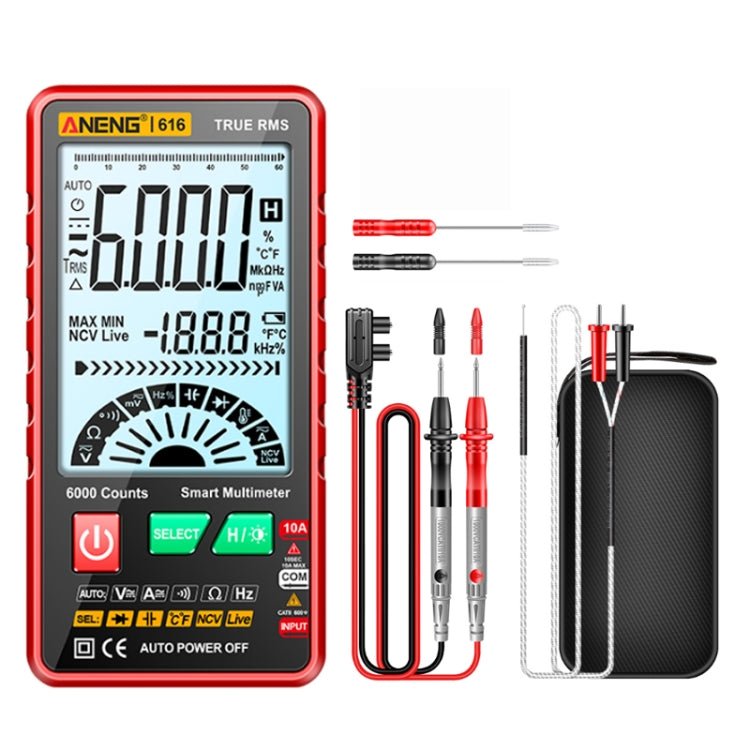 ANENG 616 Automatic High-precision Digital Display Capacitance Multimeter, Color: Red(Color Box) - free shipping - PMC TechLife - Order now!