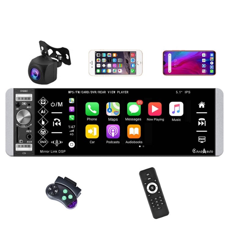 A2905 5.1 inch IPS Capacitive Screen Single Butt Carplay Player, Style: Standard+AHD Camera - Car MP3 & MP4 & MP5 by PMC TechLife | Online Shopping South Africa | PMC TechLife