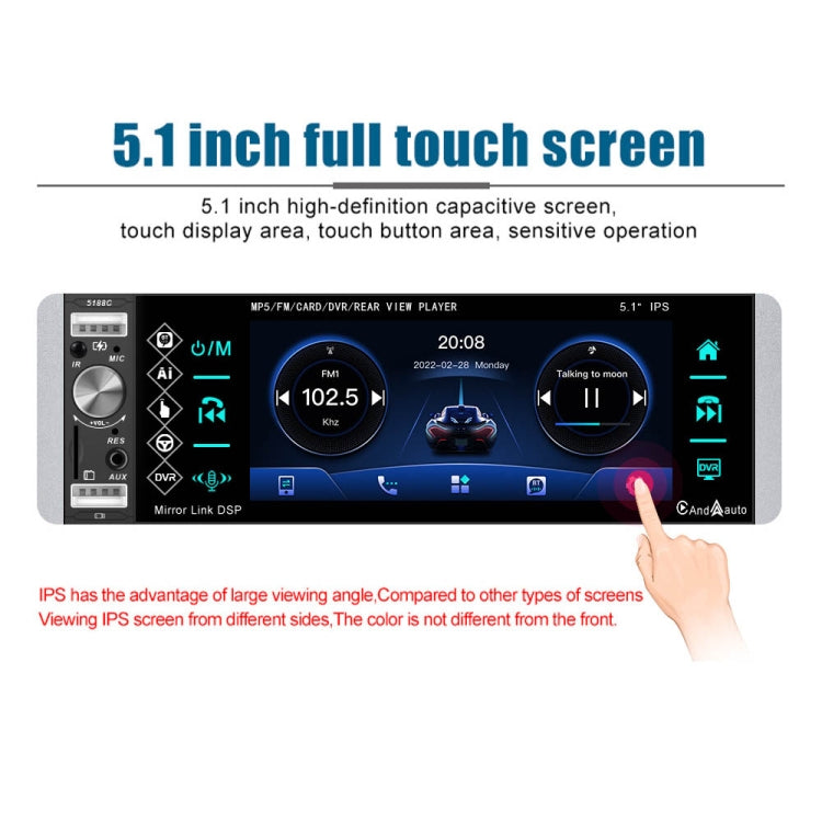 A2905 5.1 inch IPS Capacitive Screen Single Butt Carplay Player, Style: Standard+AHD Camera - Car MP3 & MP4 & MP5 by PMC TechLife | Online Shopping South Africa | PMC TechLife