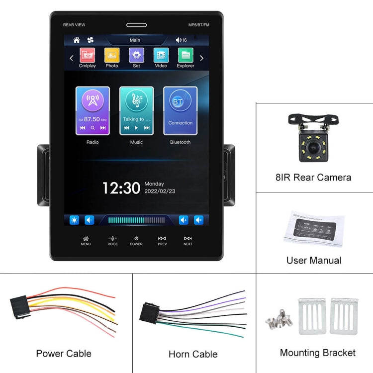 C800 9.5 Inch MP5 Single Butt Carplay Player, Style: Standard+8 Light Camera - Car MP3 & MP4 & MP5 by PMC TechLife | Online Shopping South Africa | PMC TechLife | Buy Now Pay Later Mobicred