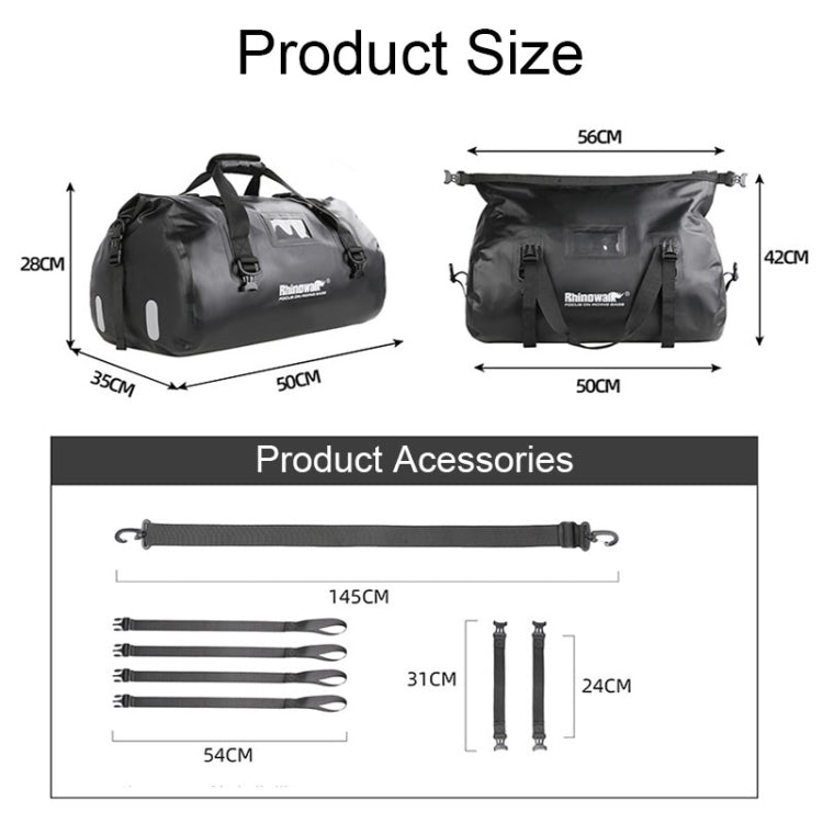 Rhinowalk MT20450 45L Large Capacity Portable Waterproof Motorcycle Tail Bag(Black) - free shipping - PMC TechLife - Order now!