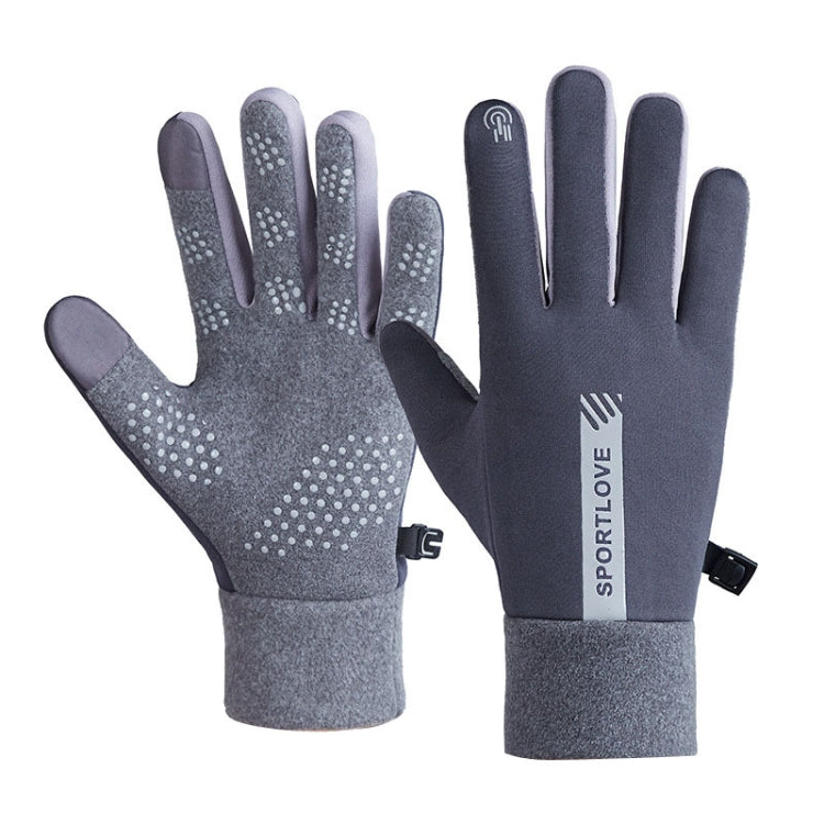 1 Pair Velvet and Thick Cycling Windproof and Cold Warm Gloves, Style: Male Version (Grey) - Safety Gloves by PMC TechLife | Online Shopping South Africa | PMC TechLife | Buy Now Pay Later Mobicred