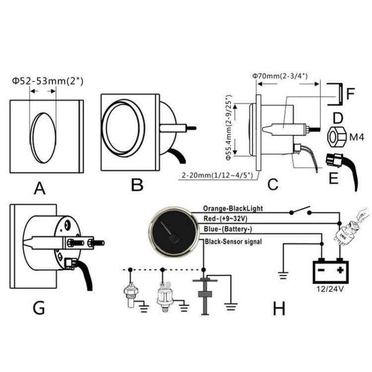 PMW2 DN52mm Car Truck RV Conversion Water Tank Water Level Table(WS) - Clocks & Car Meters by PMC TechLife | Online Shopping South Africa | PMC TechLife | Buy Now Pay Later Mobicred