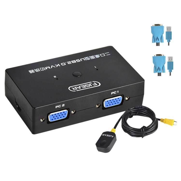 FJGEAR FJ-201UK 2 In 1 Out  KVM Switcher With Desktop Controller With Cable(Black) - free shipping - PMC Jewellery - Order now!