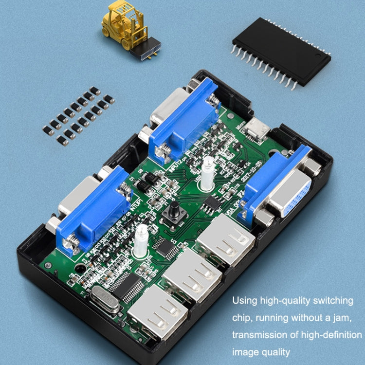 FJGEAR FJ-201UK 2 In 1 Out  KVM Switcher With Desktop Controller With Cable(Black) - free shipping - PMC Jewellery - Order now!