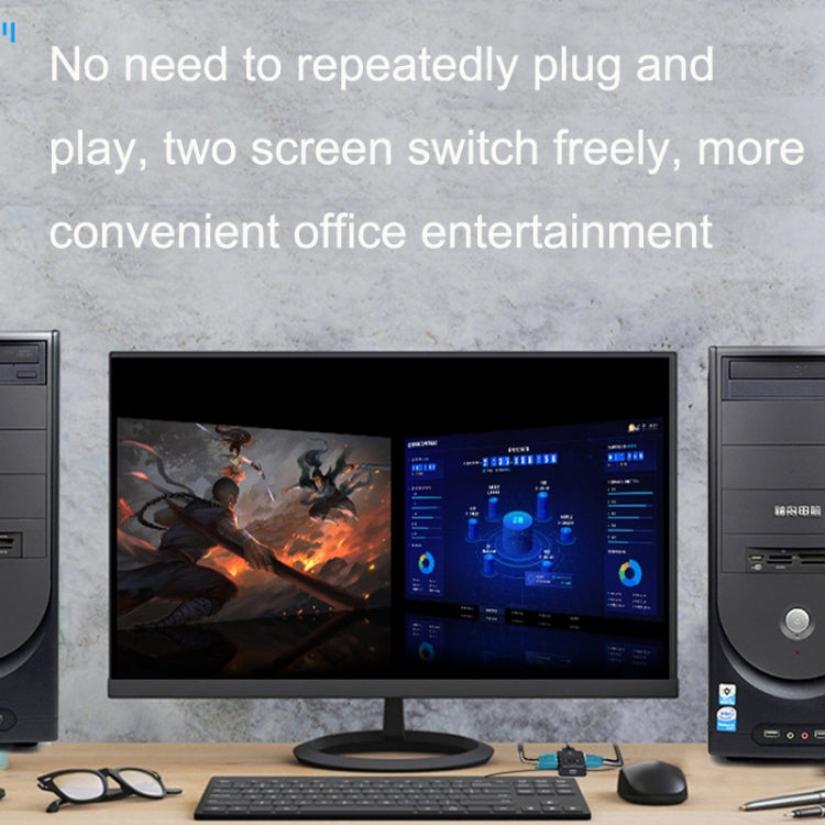 FJGEAR FJ-201UK 2 In 1 Out  KVM Switcher With Desktop Controller With Cable(Black) - free shipping - PMC Jewellery - Order now!