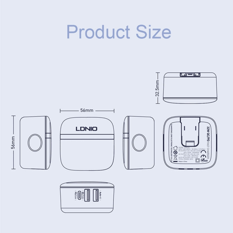 LDNIO A3513Q 32W QC3.0 3 USB Ports Phone Adapter UK Plug with Type-C Cable - free shipping - PMC TechLife - Order now!