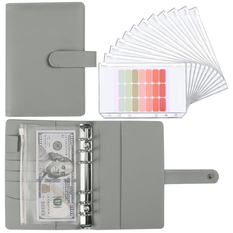 A6 Macaron Notebook PU Loose-leaf Cash Budget Handbook(Gray) - Notebooks by PMc TechLife | Online Shopping South Africa | PMc TechLife | Buy Now Pay Later Mobicred
