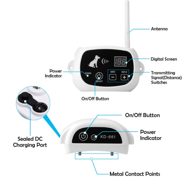 KD-661 500m Wireless Electric Dog Pet Fence Shock Collar,Spec: For One Dog(AU Plug) - free shipping - PMC TechLife - Order now!