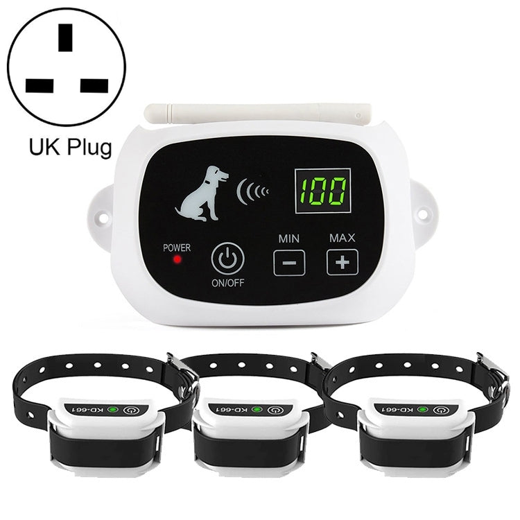 KD-661 500m Wireless Electric Dog Pet Fence Shock Collar,Spec: For Three Dog(UK Plug) - Training Aids by PMC TechLife | Online Shopping South Africa | PMC TechLife | Buy Now Pay Later Mobicred