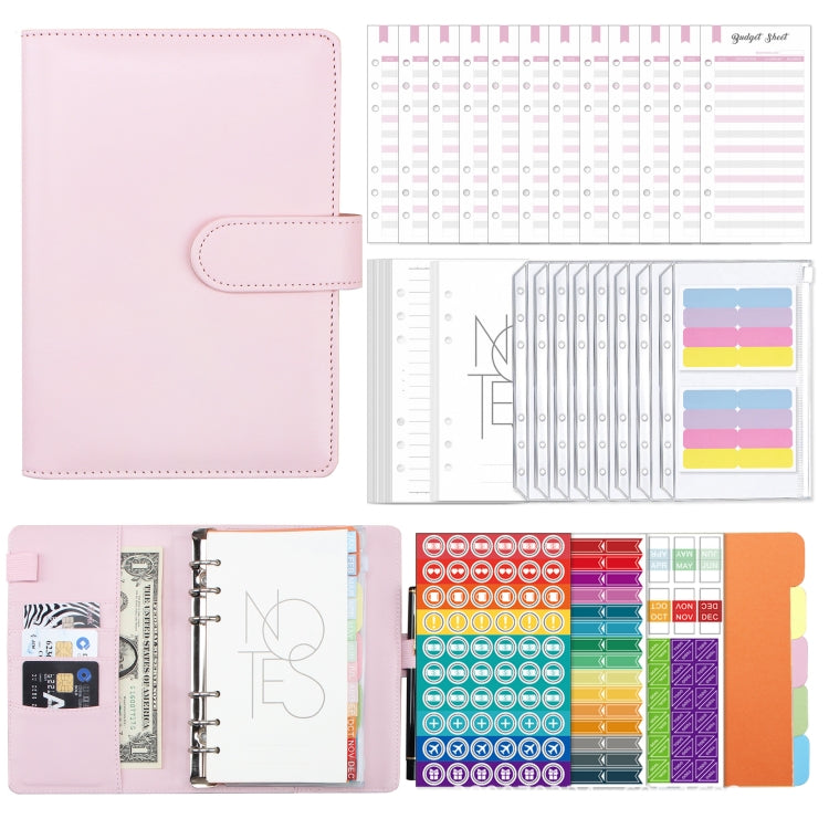 A6 Macaron PU Leather Loose-leaf Notebook Cash Budget Handbook(Pink) - free shipping - PMC TechLife - Order now!