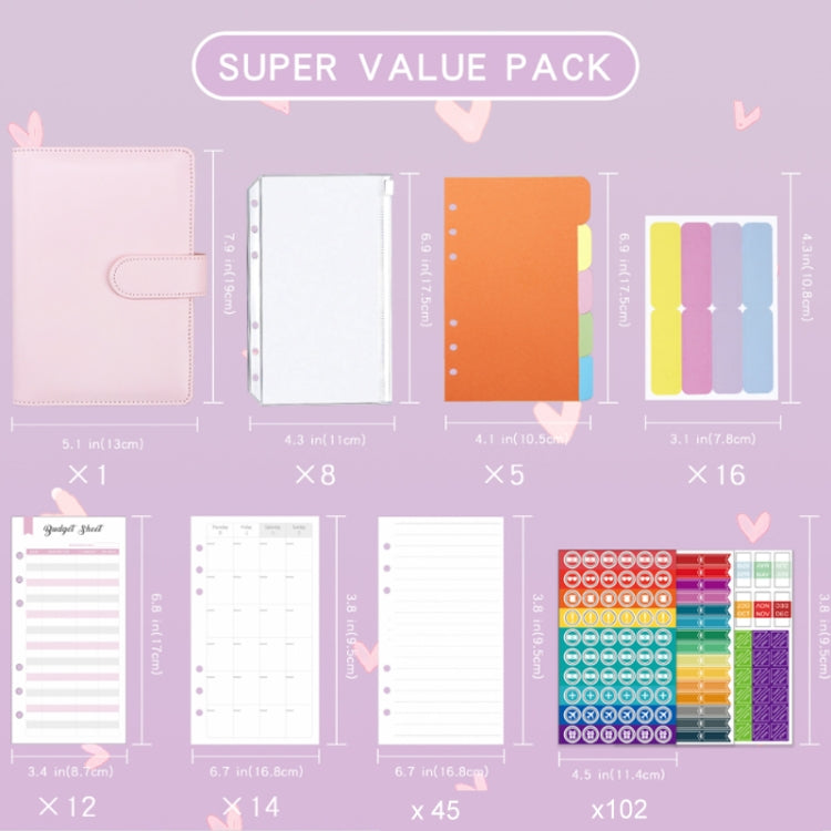 A6 Macaron PU Leather Loose-leaf Notebook Cash Budget Handbook(Pink) - free shipping - PMC TechLife - Order now!