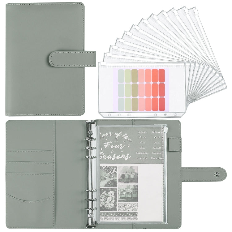 A5 Macaron Notebook PU Loose-leaf Cash Budget Handbook(Gray) - Notebooks by PMC TechLife | Online Shopping South Africa | PMC TechLife