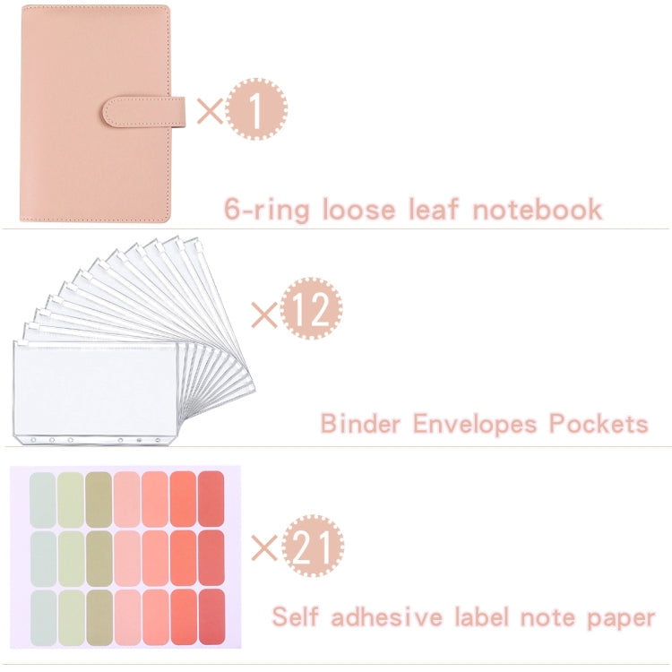 A5 Macaron Notebook PU Loose-leaf Cash Budget Handbook(Pink) - Notebooks by PMC TechLife | Online Shopping South Africa | PMC TechLife