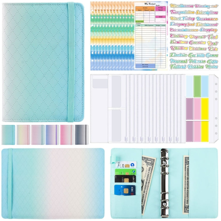A6 Gradient Macaroon Loose-leaf Handbook Cash Budget Book(Green Blue White) - Notebooks by PMC TechLife | Online Shopping South Africa | PMC TechLife