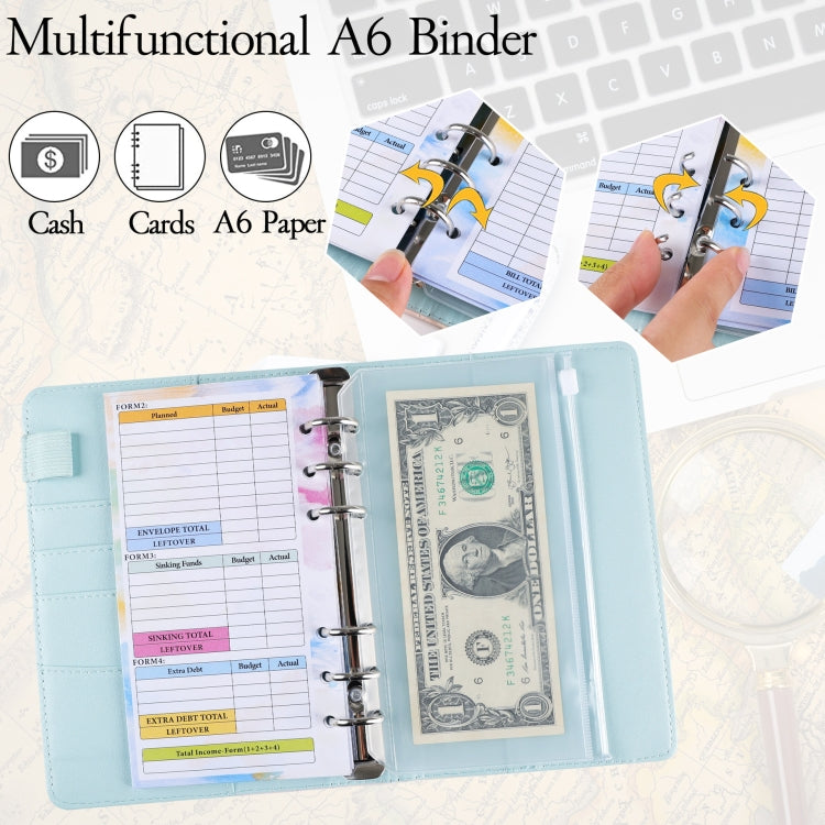 A6 Gradient Macaroon Loose-leaf Handbook Cash Budget Book(Blue Green Purple) - Notebooks by PMC TechLife | Online Shopping South Africa | PMC TechLife
