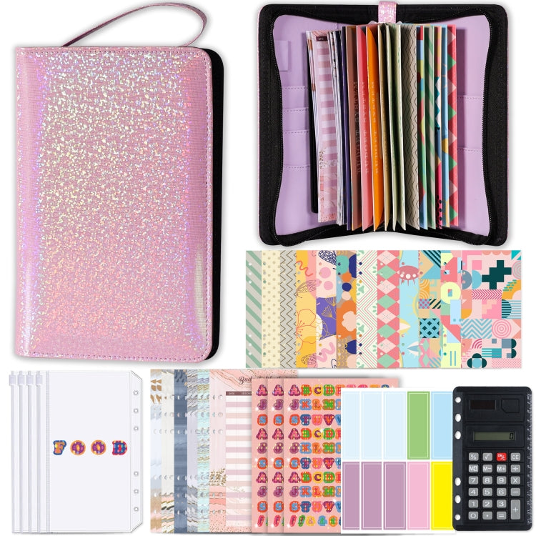 A6 Handheld Zipper Bag Type Large Capacity Cash Budget Book Handbook(Pink) - Notebooks by PMc TechLife | Online Shopping South Africa | PMc TechLife | Buy Now Pay Later Mobicred