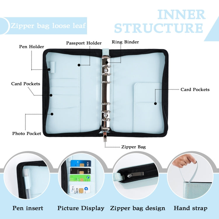 A6 Handheld Zipper Bag Type Large Capacity Cash Budget Book Handbook(Purple) - free shipping - PMc TechLife - Order now!
