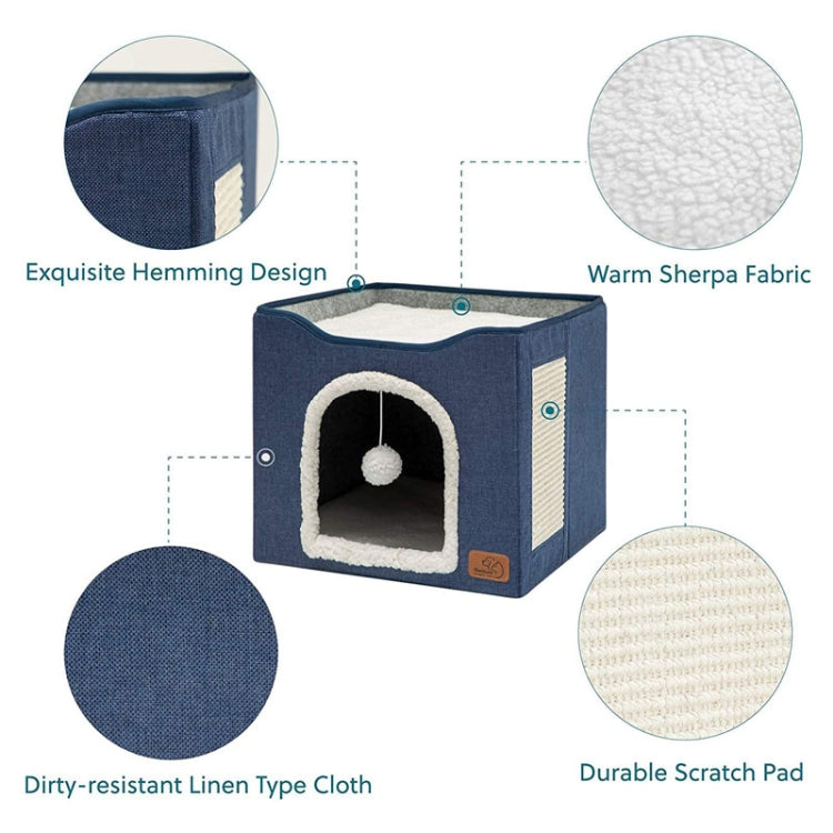 Pet Stool Pet Kennel Indoor Foldable Storage Stool Cat Dog Kennel 41 x 41 x 35cm(Deep Gray) - free shipping - PMC TechLife - Order now!