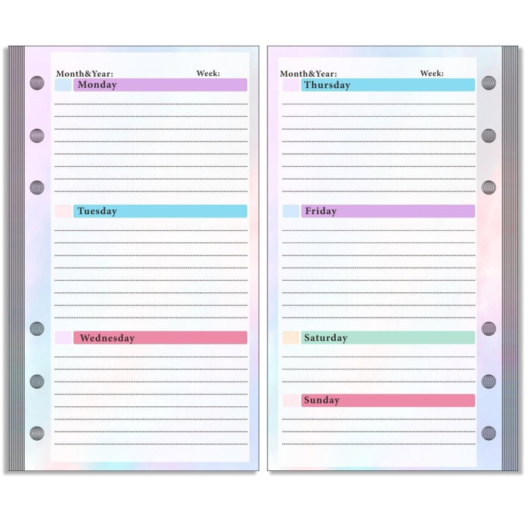 A6 6 Hole Budget Book Loose-leaf Replacement Core Handbook Insert,Spec: Weekly Plan 108 Sheets - Notebooks by PMC TechLife | Online Shopping South Africa | PMC TechLife