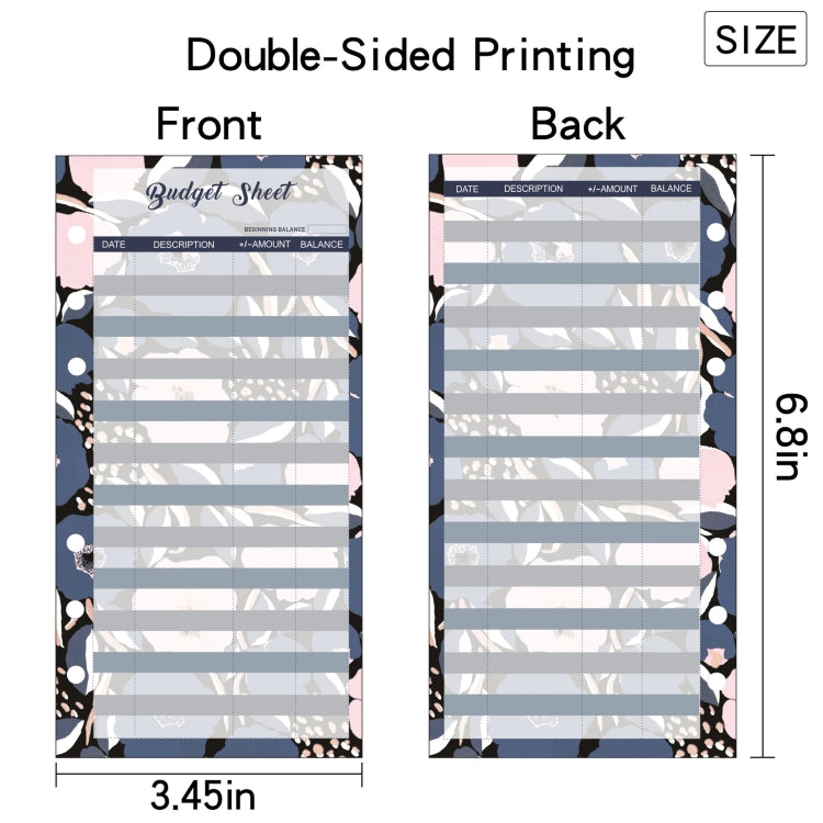 60 Sheets Cash Budget Card Loose-leaf Bookkeeping Replacement Core(Small Floral) - Notebooks by PMC TechLife | Online Shopping South Africa | PMC TechLife