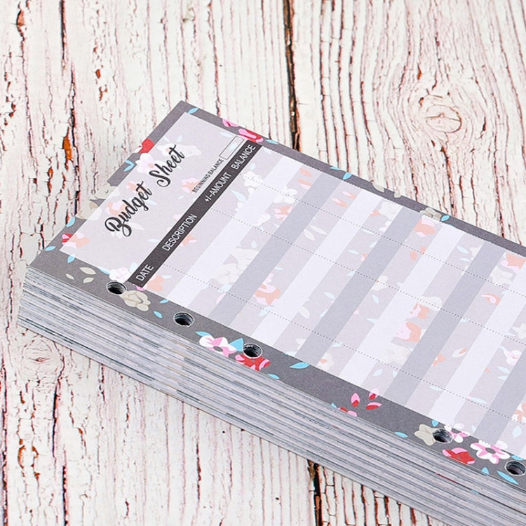 60 Sheets Cash Budget Card Loose-leaf Bookkeeping Replacement Core(Small Floral) - Notebooks by PMC TechLife | Online Shopping South Africa | PMC TechLife