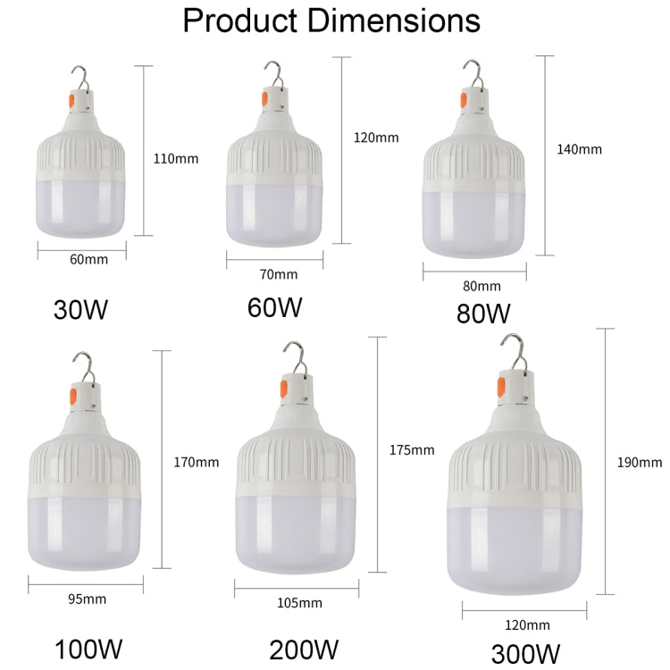 AB26 USB Charging LED Bulb Night Market Stall Lights Outdoor Camping Hanging Lamp, Power: 100W (Orange) - Camping Lighting by PMC TechLife | Online Shopping South Africa | PMC TechLife