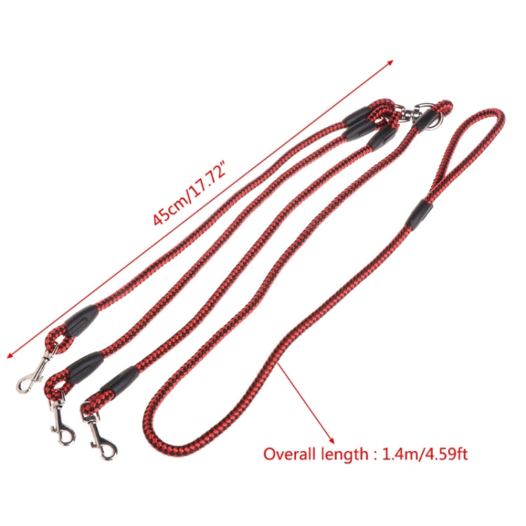 140cm 3 In 1 Leash Multi-head Dog Walking Rope(Rose Red) - Leashes by PMC TechLife | Online Shopping South Africa | PMC TechLife
