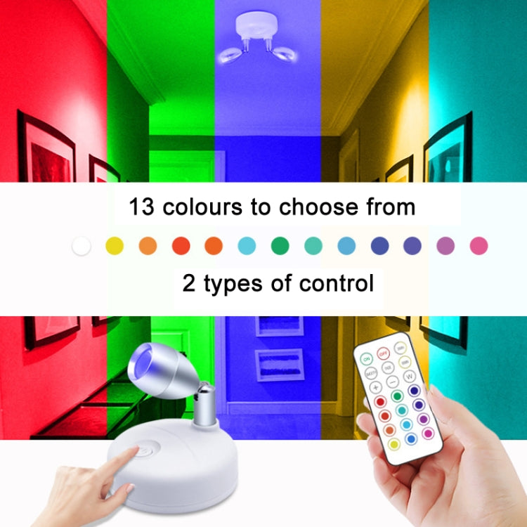 C2765 Double Head 2 Lights Wireless RGB Remote Control Cabinet Ambient Spotlight - Novelty Lighting by PMC TechLife | Online Shopping South Africa | PMC TechLife | Buy Now Pay Later Mobicred