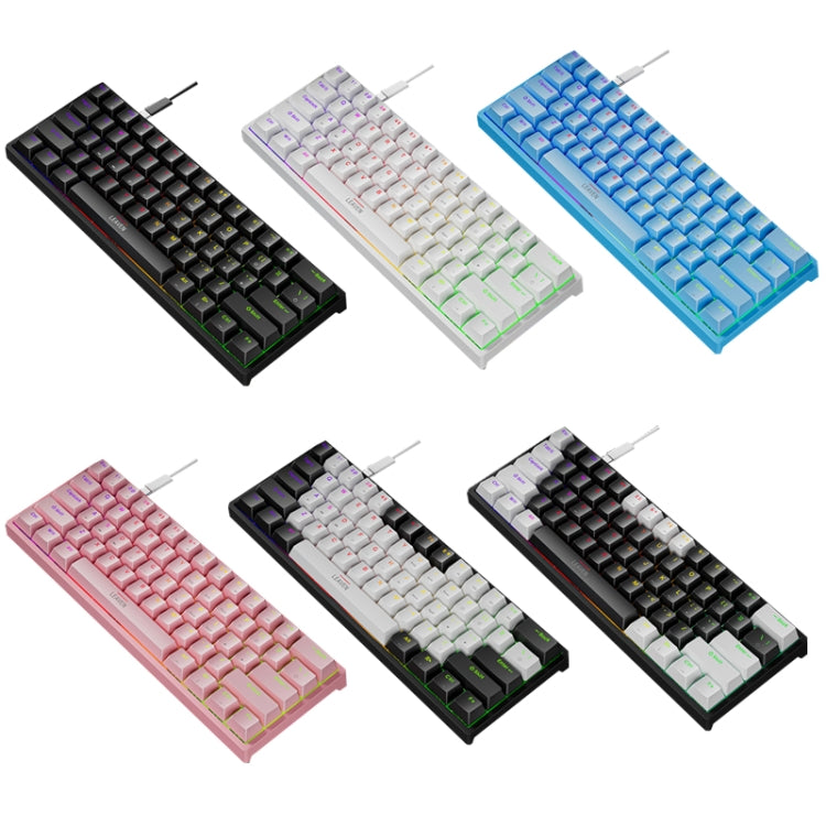 LEAVEN K620 61 Keys Hot Plug-in Glowing Game Wired Mechanical Keyboard, Cable Length: 1.8m, Color: Black White Green Shaft - free shipping - PMC Jewellery - Order now!